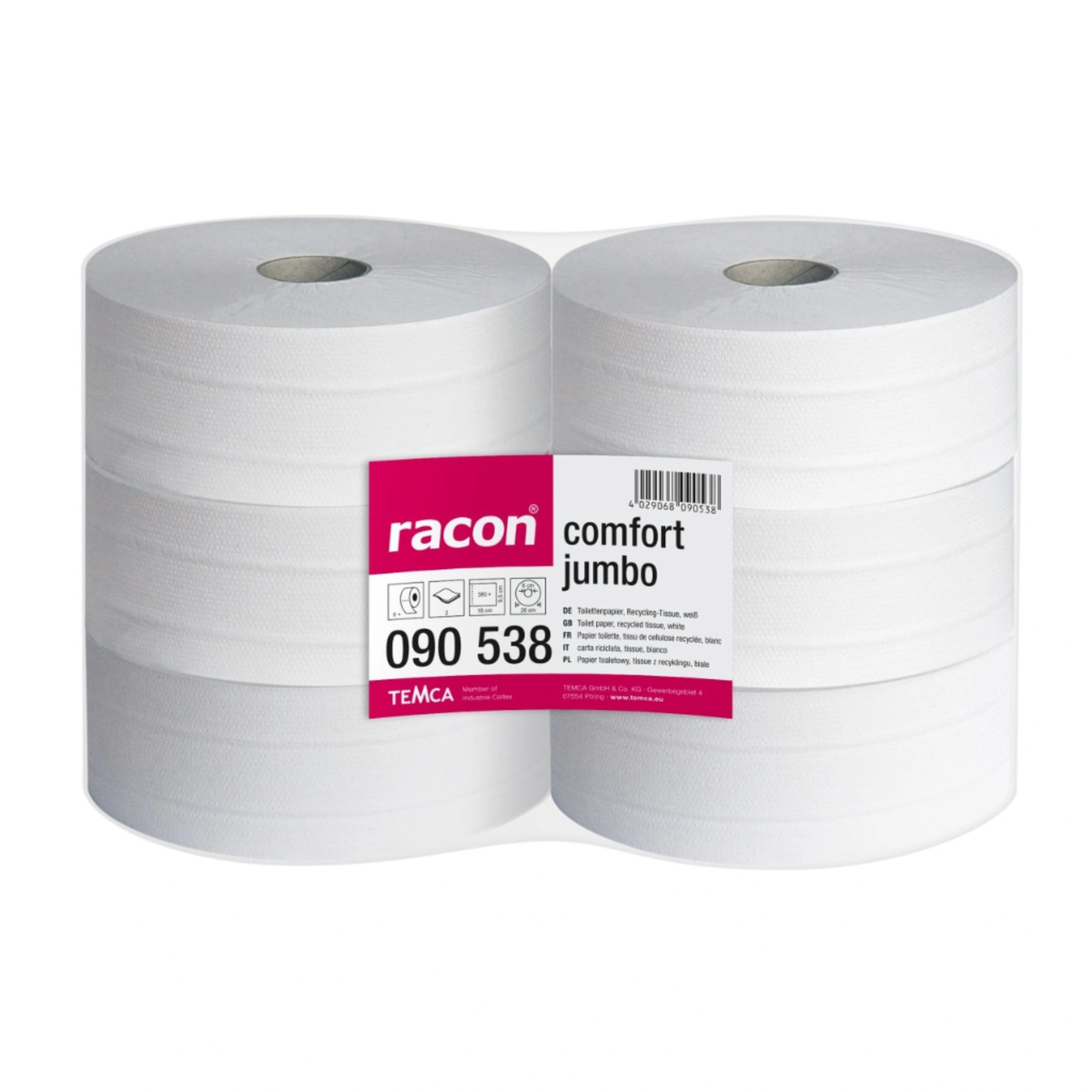 Toilettenpapier Racon Comfort Jumbo, Recycling weiß